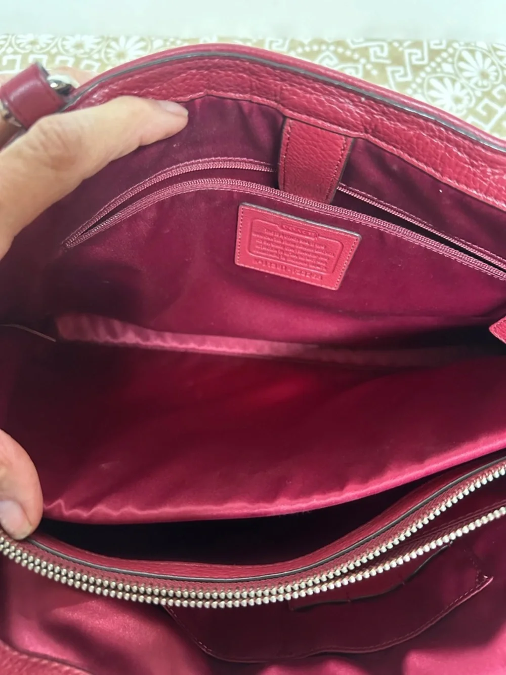 Coach Park Large Carryall F23268 in Red Pebbled Leather